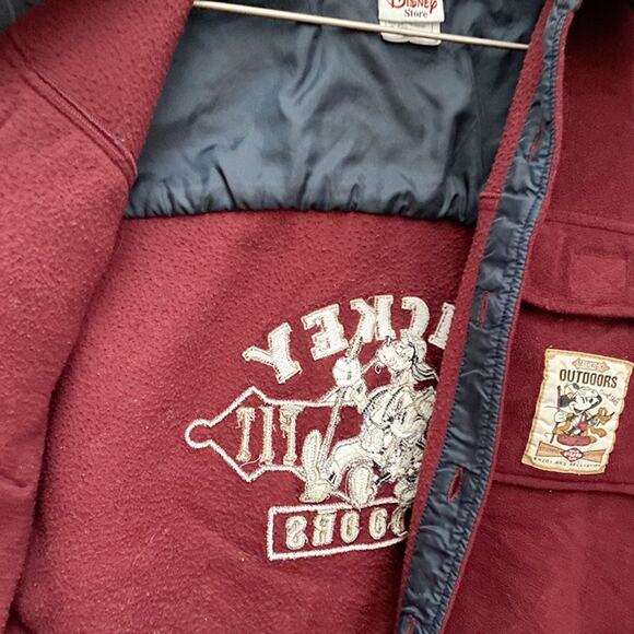 DISNEY STORE Vintage Mickey Mouse Outdoors Fleece Button Down Shirt Sz M - Picture 5 of 8